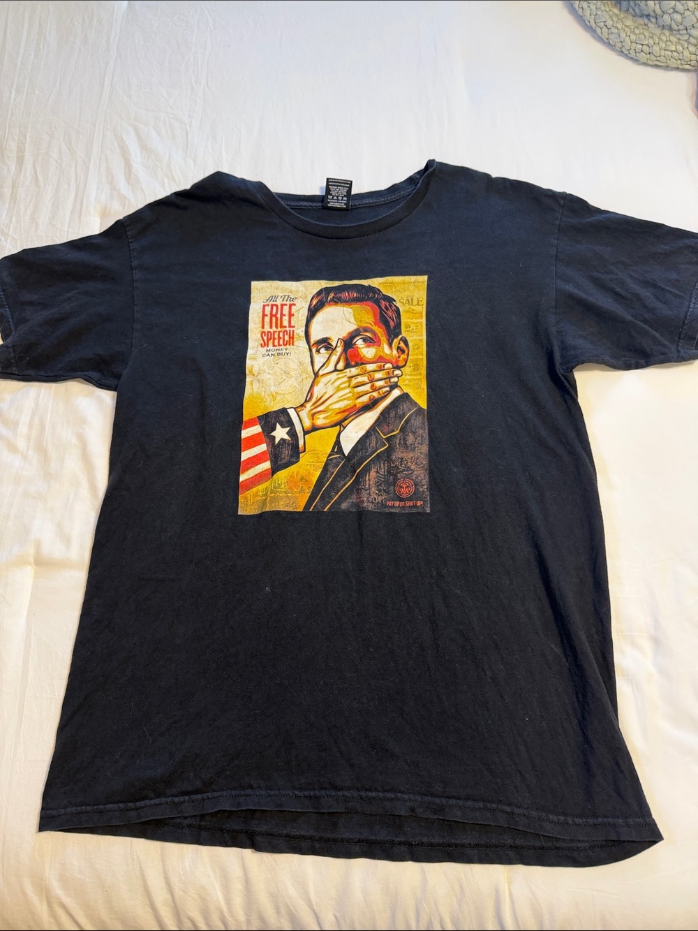 Obey Black Short-Sleeve Tee with Yellow and Red Graphic All the Free Speech… lg